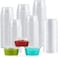 Marrkhor 100-Piece Plastic Portion Cups with Lids, 3.25 oz Plastic Sauce Cups, Jello Shot Cups, Disposable Condiment Containers for Food Sample