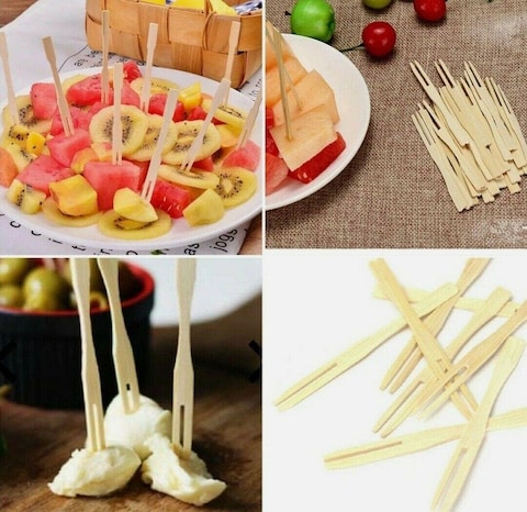Marrkhor 200-Piece 3.5 Inch Bamboo Party Forks Mini Forks Buffet Fruit Picks,Eco-Friendly and Disposable for Home and Catering
