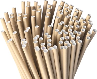 Marrkhor 200-Piece Kraft Paper Drinking Straws,Original Wood Pulp Paper,Paper Straws for Birthday,Wedding,Baby Shower,Juice, Shakes