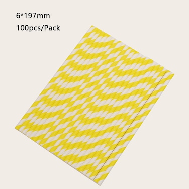 Marrkhor 100-Piece Yellow And White Paper Drinking Straws, Original Wood Pulp Paper,Paper Straws for Birthday,Wedding,Baby Shower,Juice, Shakes