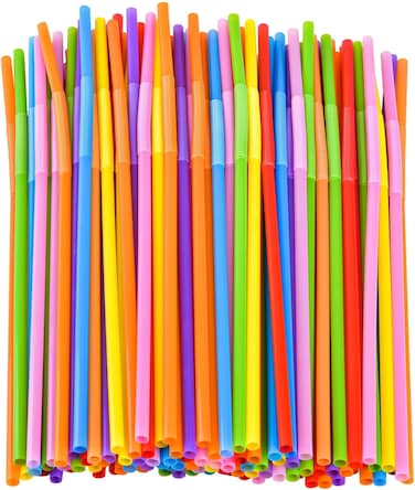 Marrkhor 50-Pieces Colorful Lot Plastic Flexible Bendable Straw Drinking Straws