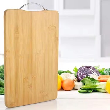 Marrkhor Large Bamboo Cutting Board with Metal Handle, Eco-Friendly, BPA-Free, Durable &amp; Lightweight for Vegetables, Fruits, Cheese, &amp; Meat