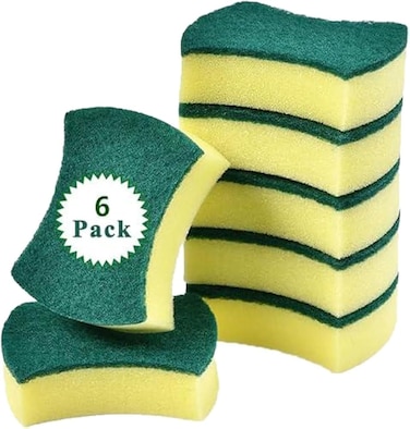 Marrkhor 6-Pack Kitchen Cleaning Sponges Sponge Scrubber Non Scratch for Kitchen Multi-Purpose Washing Up Pads for Pan,Pot, Garage, Bathroom, Furniture, Dishes, Car&amp;Steel Wash