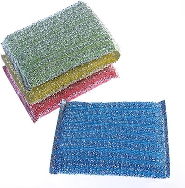 Marrkhor 4-Piece (1 Pack) Heavy Duty Kitchen Scrub Sponges-Random Colors &ndash; Non-Scratch Cleaning Pads for Dishes, Pots, Pans &amp; Surfaces