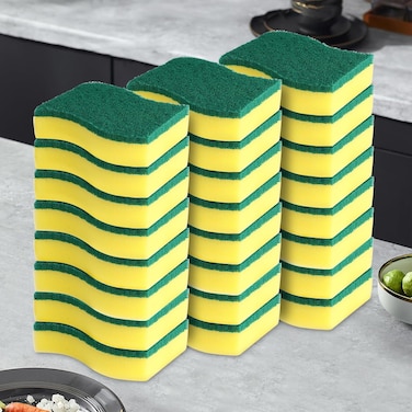 Marrkhor 12-Pack Heavy Duty Scrub Sponges, Dual-Sided Cleaning Pads for Dishes, Pots, Pans - Odor-Resistant &amp; Dishwasher Safe