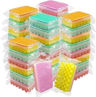 Marrkhor 12-Piece Kitchen Cleaning Sponges, Dishwashing Sponge Washer Mat Without Scratches, Used to Scrub Sponge Kitchen, Bathroom-Multicolors