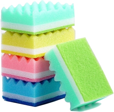 Markhor 6-Piece Kitchen Sponge Premium Multifunctional Cleaning Sponges for Dishes Dishwashing Sponges- Color Random