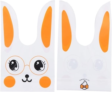 Marrkhor 50-Piece Cute Rabbit Ear Cookie Bags Gift Bags For Candy Biscuits Snack Baking Package Wedding Birthday Decor Accessories