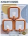 Marrkhor 3-Piece Square Adhesive Hooks, Load Capacity 1.5 KG