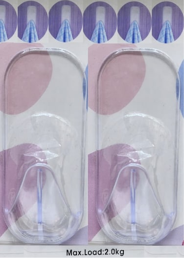 Marrkhor 2-Piece Transparent Self Adhesive Large Hook, Load Capacity 2 KG
