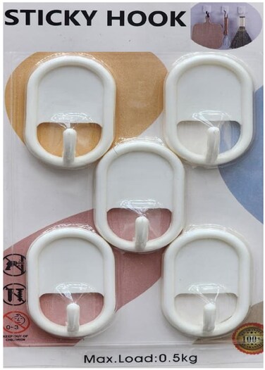 Marrkhor 5-Piece self Adhesive Sticky Wall Hook For Kitchen Bathroom And Bedroom