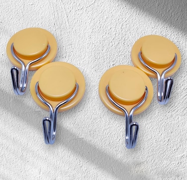 Marrkhor 4-Piece Round Adhesive Wall Hooks with Hanging Capacity 1.0 KG Without Drilling for Home Storage
