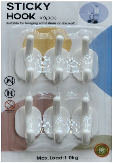 Marrkhor 6-Piece Double Hanging Sticky hooks