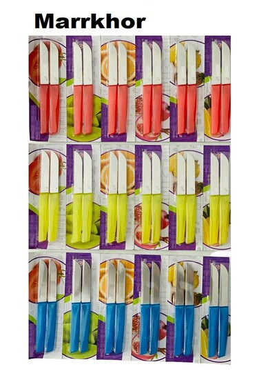 Marrkhor 12-Piece Stainless Steel Knife Set- Ultra Sharp Cooking Knives, Perfect for Chopping Fruits &amp; Vegetables (Multicolor)