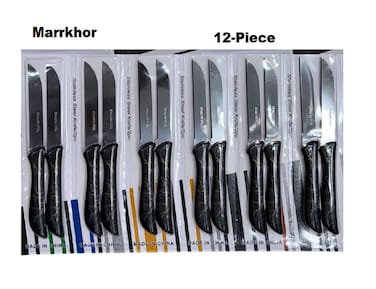 Marrkhor 12-Piece Stainless Steel Knife Set- Ultra Sharp Cooking Knives, Perfect for Chopping Fruits &amp; Vegetables (Black)
