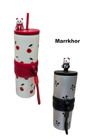 Marrkhor 1-Piece Bottle Leakproof Cute Design, Portable &amp; Reusable Water And Coffee Bottle for School, Travel, and Office- (Red)