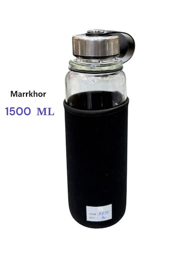 Marrkhor 1-Piece Natural Glass Water Bottle With Cover
