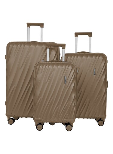 Swirl Series 3 Pcs ABS Luggage Trolley Set - Mocha Coffee