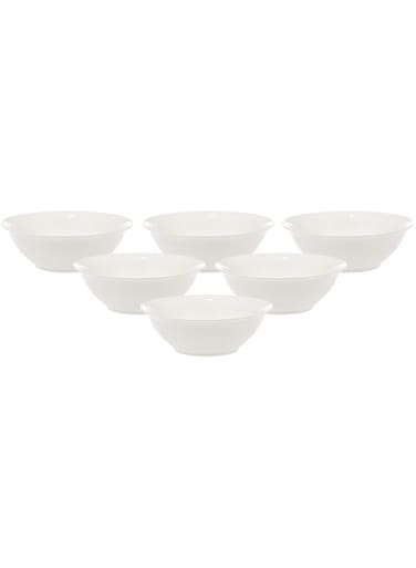 Verona Salad Bowl Set Of 6 - 18 cm, White, Porcelain Material