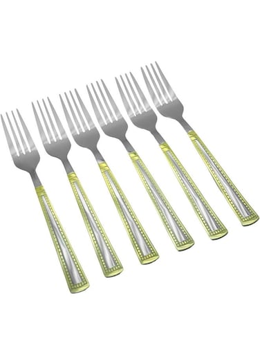 RK Stainless Steel Dessert Fork 6 Piece Set - Regal, Gold Silver/Gold 20.5cm