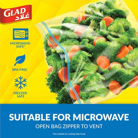 Glad Freezer Zipper Bags, 40 Bags, 16.8x18cm