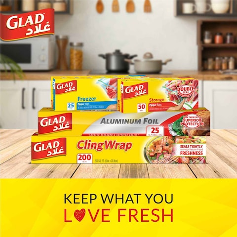 Glad Freezer Zipper Bags, 40 Bags, 16.8x18cm