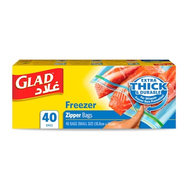 Glad Freezer Zipper Bags, 40 Bags, 16.8x18cm