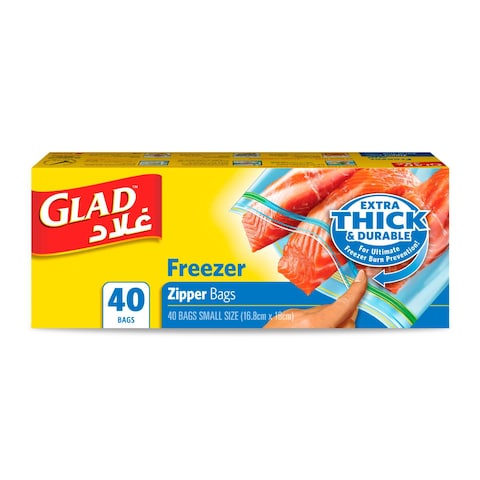 Glad Freezer Zipper Bags, 40 Bags, 16.8x18cm