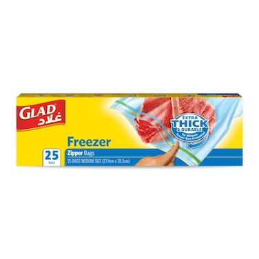 Glad Freezer Zipper Bags, 25 Bags, 16.8x18cm