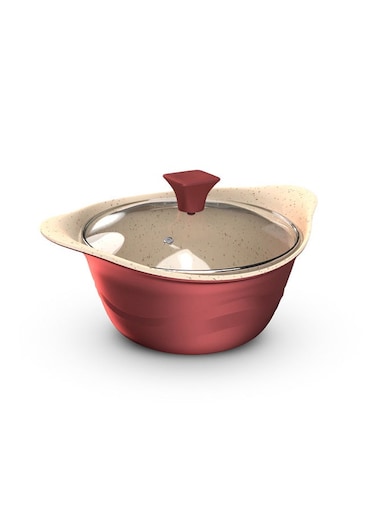 Aluminium Saucepan 24cm - Granite Coated Die Cast, Non-Stick, Oven Safe, Scratch &amp; Abrasion Resistant Cookware with Stay Cool Bakelite Knob, Tempered Glass Lid with Air Vent, &amp; Easy to Clean Design