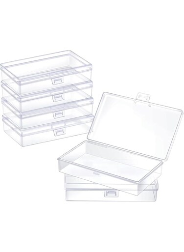 6Pcs Plastic Storage Box Jewelry Organizer,Small Transparent Storage Box with Lid for Arts and Crafts