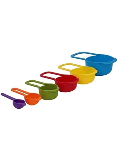 Plastic Measuring Cups and Spoons 6 Pcs Set, Multi color, 2017-152
