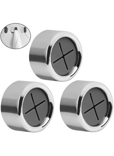3 Pieces Kitchen Towel Hooks Round Adhesive Dish Towel Hook Premium Chrome Finish with Premium Chrome Finish for Kitchen, Bathroom, Cabinet
