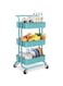 3-Tier Rolling Utility Carts Trolley Storage Cart with Handle Multifunctional Organization Cart with Brake Caster Wheels Kitchen Shelf Multifunctional Storage Rack