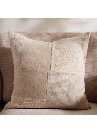 Home Shirley Patch Work Textured Filled Cushion 50X50cm - Natural