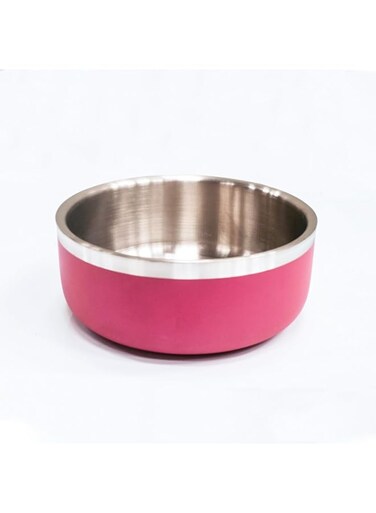 Saluki Stainless Steel Double Wall Dog Bowls, 700 ml Capacity, Maroon