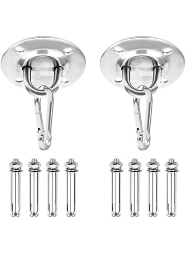 TERRIFI 2 Set Ceiling Hook, Hanging Chair Swing Hook Hammock Hanging Hooks Kit Stainless Steel Ceiling Mount Heavy Duty Hook for Porch Chair Yoga Hammock Gym Swing