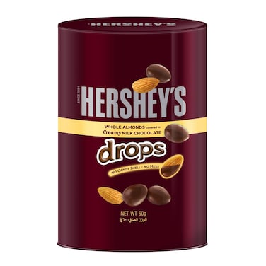 Hershey's Drops Whole Almonds with Creamy Milk Chocolate Tin, 60g