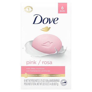 DoveBeauty Bar Gentle Skin Cleanser Pink 6 Bars Moisturizing for Gentle Soft Skin Care More Moisturizing Than Bar Soap 3.75 oz