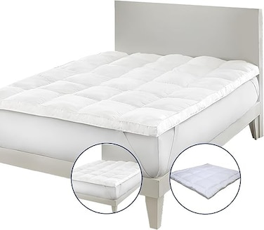Infini Homes White Mattress Topper   550GSM Microfiber Filling   Size 90x190 cm   Experience Luxurious Comfort and Support