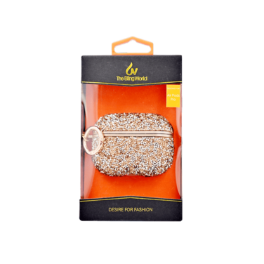 BLING WORLD STONE HARD AIRPODS PRO CASE ROSE GOLD
