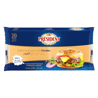 President Burger Cheddar Cheese Slice 20 Slices, 400g