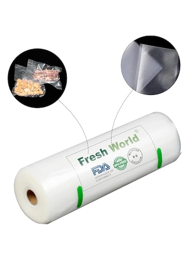 FRESHWORLD by TRADESGLOBAL Vacuum Sealer Rolls - Food Storage Saver Bag Roll, Clear, Sous Vide Cooking (28 cm x 15 meter) (11 Inch x 50 Feet)