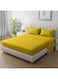 Linen Klub Striped Microfiber Fitted Sheet Set - Double (120 x 200 cm) + 2 Pillowcases (50 x 75 cm), Premium, Durable Quality, and Deep Pocket for a Perfect Fit, Yellow