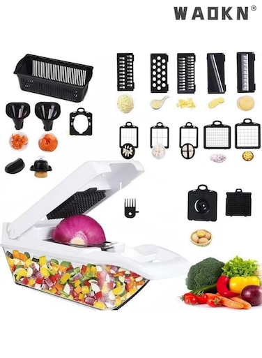 22-Piece Multifunctional Vegetable Chopper Cutter Slicer,Vegetable Slicer, All-in-one Kitchen Vegetable and Fruit Divider, Vegetable Cutter/grater/slicer, Suitable for Potatoes, Carrots, Cucumbers