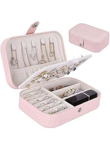 ORiTi Travel Jewelry Organiser Cases, Jewelry Storage Box for Necklace, Earrings, Rings, Bracelet (Box-PINK)
