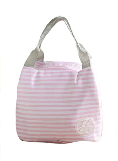 Insulated Lunch Bag Pink/White/Grey 15.5x21x17centimeter