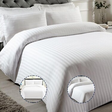 INFINI HOMES Soft 100% Cotton 250TC Striped Duvet Cover for Home &amp; Luxury Hotel (160 X 220, 1 Piece)
