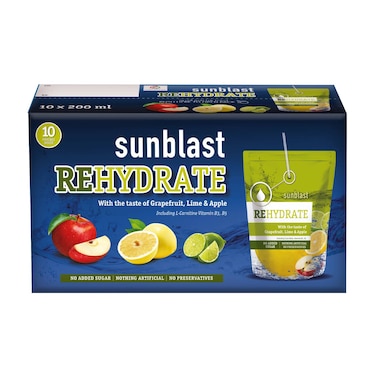 Sunblast Rehydrate with Grapefruit, Lime and Apple Drink, 200ml Pack of 10