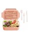 Bento Lunch Box Containers for Kids/Adults Brown Cute Bento Box,Salad Container with Fruit Picks Muffin Silicone Cup,Bento Boxes with Leak Proof,Microwavable Dinner Box Utensils (Pink)